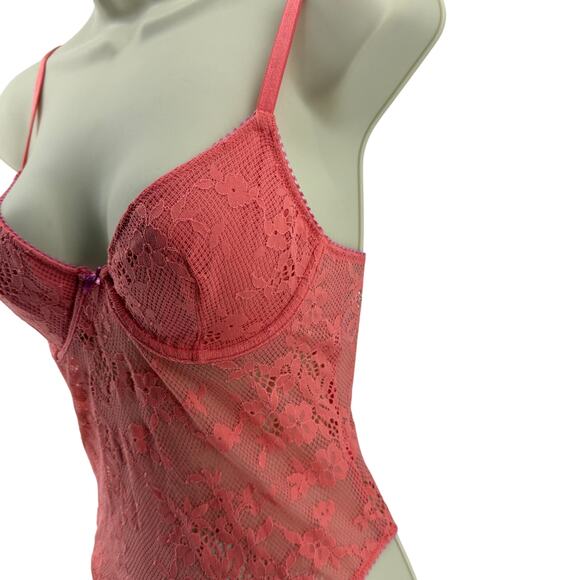 Victoria's Secret Tease Lace Demi Bodysuit Small Orange Pink - Picture 3 of 10